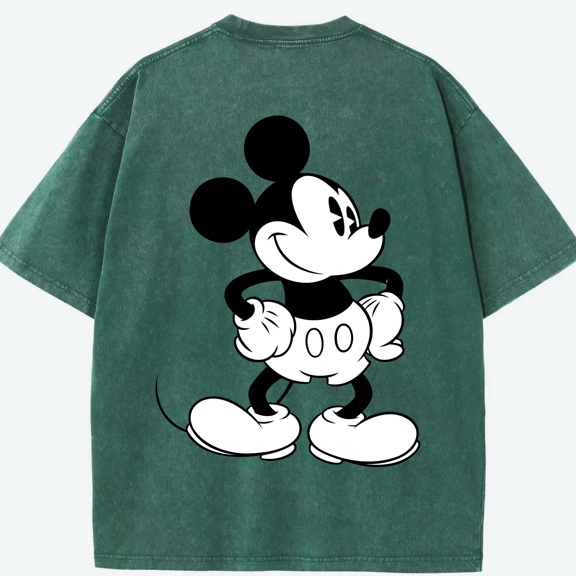 （画像用） ミッキーマウス Mickey Mouse 綿100% ヴィンテージ風 半袖Tシャツ（背面プリント）
